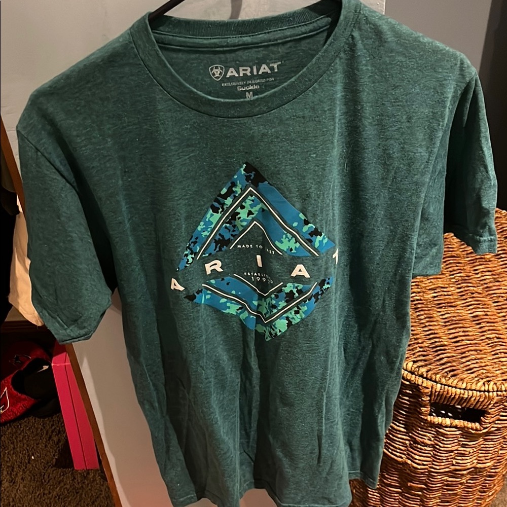 Ariat Dark Gray Tee with Pink Logo